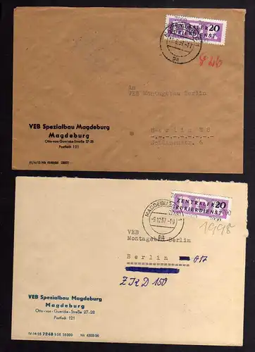 B2469 14x Brief DDR ZKD 10 11 7000 1957 VEB Spezialbau Magdeburg Ministerium