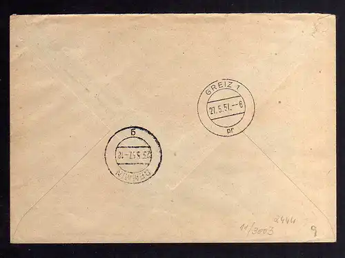 B2444 Brief DDR ZKD 11 3003 1957 Großhandelskontor für Textilien Demmin n. Greiz