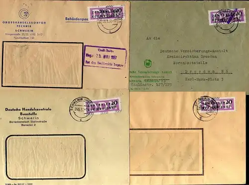 B2437 4x Brief DDR ZKD 11 2000 1957 Deutsch Handelszentrale Baustoffe Schwerin