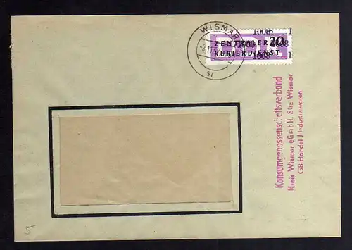 B2433 Brief DDR ZKD 11 1008 1957 Konsumgenossenschaftsverband Kreis Wismar Zeitz