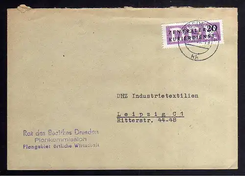 B2390 Brief DDR ZKD 7 1956 Rat des Bezirkes Dresden Plankommission nach Leipzig
