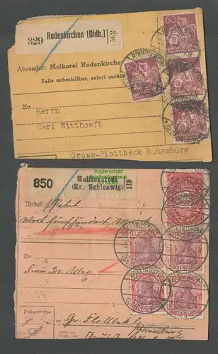 B4944 DR Paketkarte Hollingstedt Kr. Schleswig 1922 Rodenkirchen Oldenburg