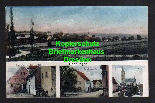 116894 AK Hechlingen um 1920 Brauerei Bernh. Müller Straßenpartie Kirche