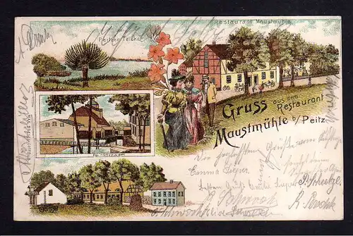 109921 AK Maustmühle bei Peitz Litho 1900 Restaurant Kgl. Hüttenwek Peitzer Teic