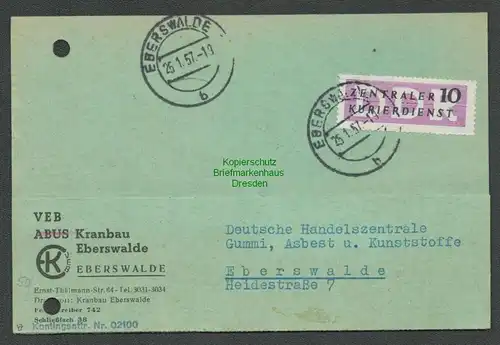 B5311 DDR ZKD B 10 Postkarte offene Karten unzulässig Ortskarte Eberswalde