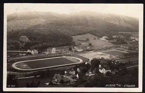 29184 AK Aussig Stadion 1929 Luftbild Böhmen Usti nad Labem