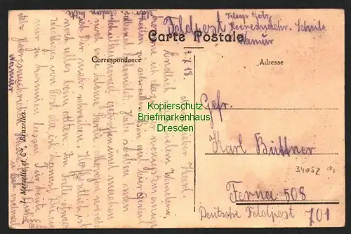 34052 AK Namur Namen Cathedrale Feldpost 1918, gelaufen