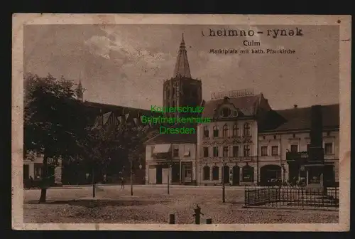 136034 AK Chelmno Culm Kulm Wpr. Markt Kath. Pfarrkirche Adler Apotheke 1923