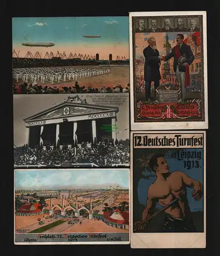 136410 5 AK Leipzig 12. Deutsches Turnfest 1913 Offizielle Festpostkarte 1 3 5 7