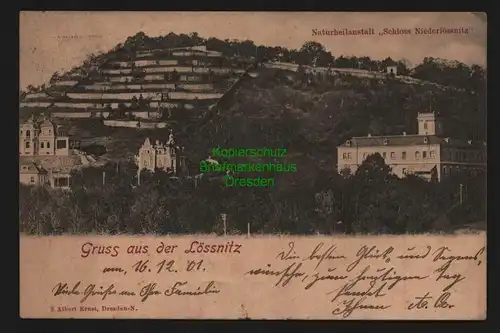 135258 AK Lössnitz 1901 Naturheilanstalt Schloss Niederlössnitz