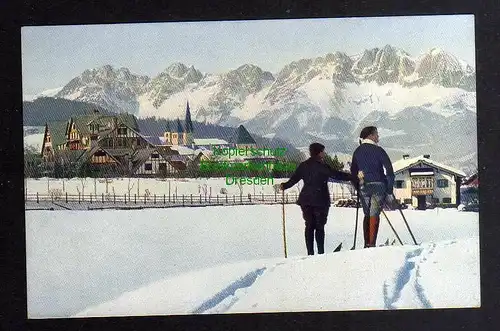 129793 AK Kitzbühel mit dem Wilden Kaiser um 1920 Winter Ski Schi