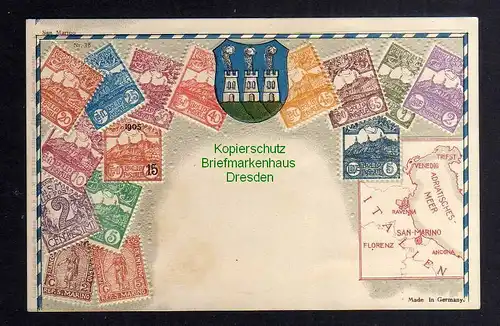 129751 AK Philatelie Postkarte USA Vereinigte Staaten Wappen um 1905