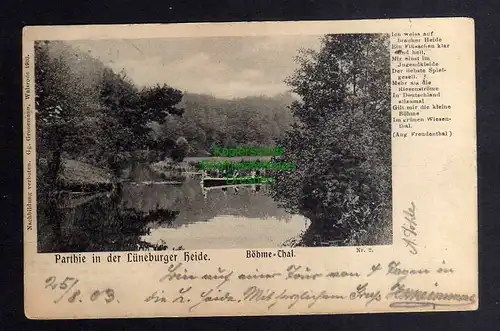 129905 AK Lüneburger Heide Böhme Thal 1903 Bahnpost