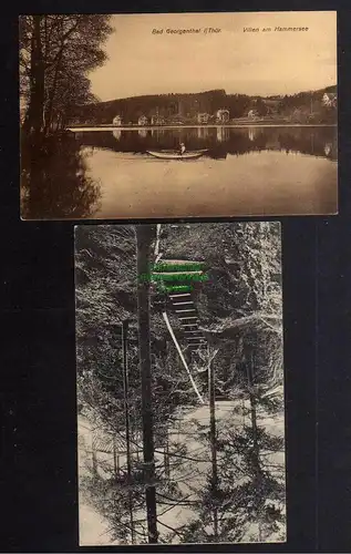 129939 2 AK Bad Georgenthal Villen am Hammersee 1916 Felswarte Rodebachfelsen