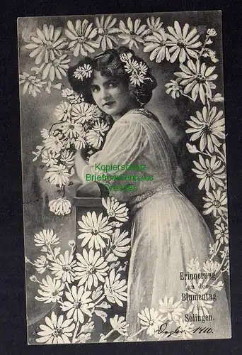 128660 AK Solingen Erinnerung an den Blumentag 1910 Frau Mädchen