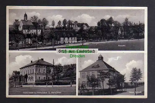 126262 AK Lauterbach über Radeberg bei Stolpen 1942 Gaststätte und Fleischerei