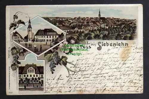 126317 AK Siebenlehn 1901 Litho Markt Kirche