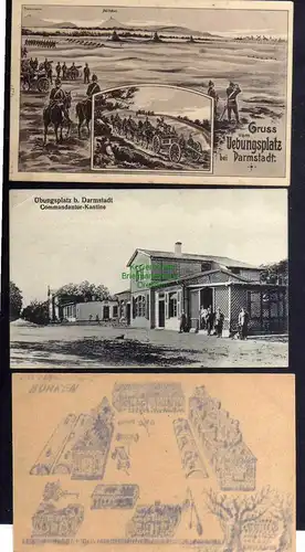124691 3 AK Übungsplatz bei Darmstadt 1914 Commandantur Kantine Lager Borken