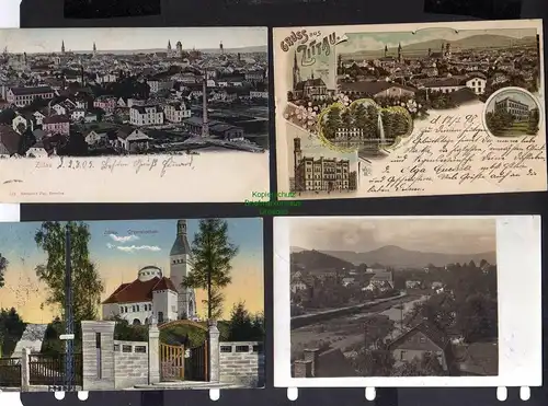123523 4 AK Zittau Litho Rathaus Baugewerkschule 1898 Panorama 1905 Fotokarte