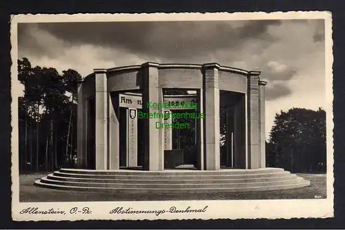 123653 AK Olsztyn Allenstein Abstimmungs Denkmal Fotokarte 1940