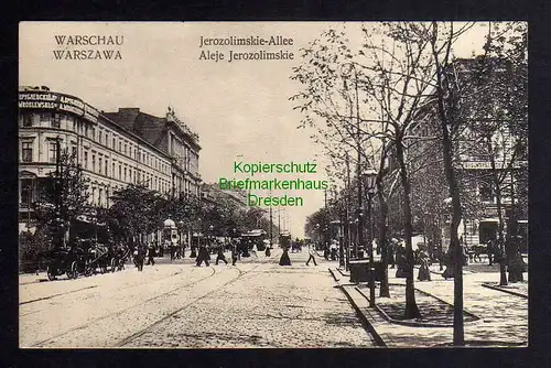 123688 AK Warschau Warszawa 1915 Jerozolimskie Allee Zensur 1915 Geprüft