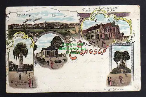 123331 AK Eldagsen Litho 1902 Langensalza Denkmal Hotel zum Ratskeller Tivoli