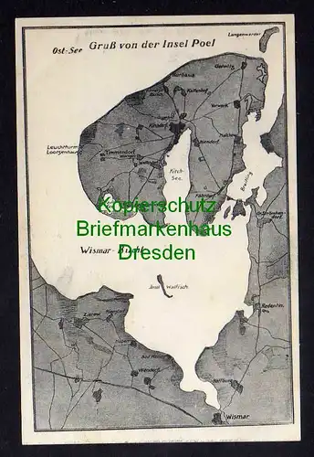 120539 AK Wismar um 1910 Bucht Landkarten-AK Insel Poel Kirchdorf Fährdorf Golwi