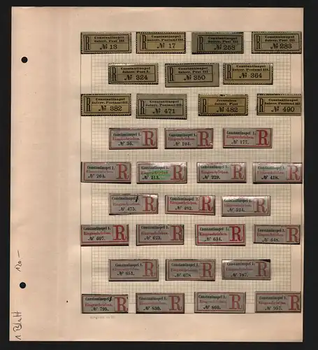 B12502 Kolonien 21x R Zettel Deutsche Post in der Türkei Constantinopel um 1900
