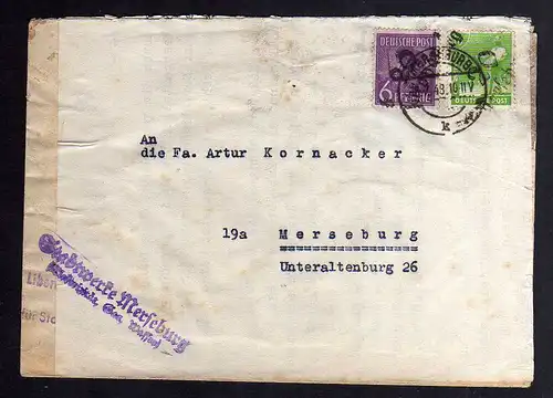 h2868 Handstempel Bezirk 20 Merseburg Bedarfsbrief Leuna Bauunternehmung Albin N