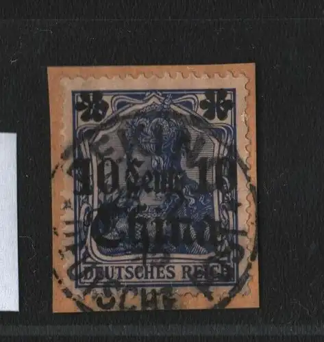 B4122 DP in China 41 gestempelt Briefstück Peking Kriegsdatum 25.2.15  1915