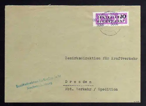 B1853 DDR ZKD 15 Kontrollnummer 3003 Brief Loitz geprüft BPP VEB Stärkefabrik na