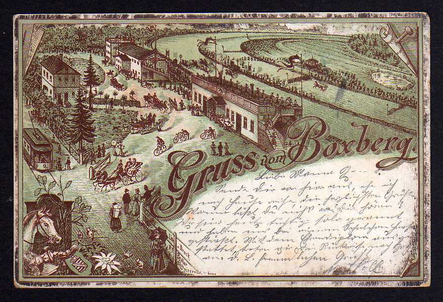 84781 AK Boxberg bei Gotha 1898 Pferderennbahn mit Tribüne Lokal