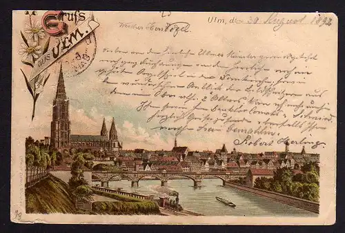 78404 AK Ulm 1892 Vorläufer Litho