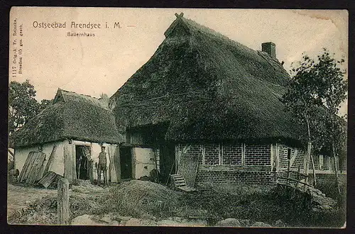 29067 AK Ostseebad Arendsee i. M. Bauernhaus Reetdach 1905