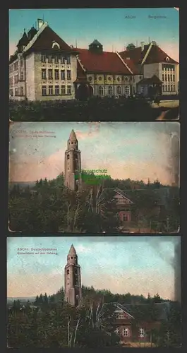 143863 3 AK Asch As 1903 Bergschule Bismarckturm Heinberg 1912