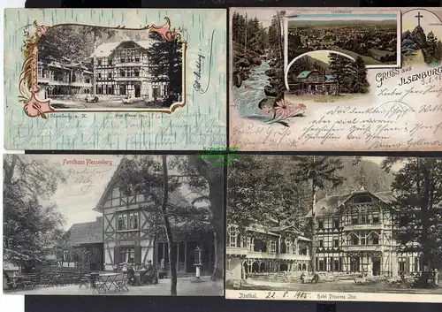 123946 4 AK Ilsenburg Litho Hotel Prinzess Ilse 1903 Forsthaus Plessenburg 1918