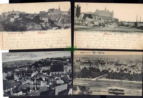 123900 7 AK Meissen 1899 Burgblick 1901 Martinskirche Schloßberg Geipelburg Tuch