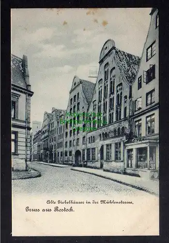123936 AK Rostock alte Giebelhäuser in der Mühlenstrasse um 1905