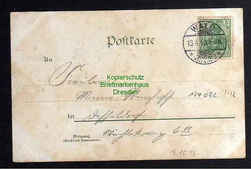 124082 AK Wald Rheinland 1903 Totalansicht oberer Teil Rathaus