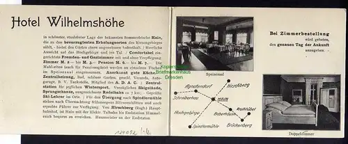 124092 Klapp Karte Reklame  Hotel Pension Wilhelmshöhe Hain Riesengebirge u 1925