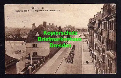 116906 AK Fürth 1930 Kaserne des 21. Inf.-Regiments mit Sedanstraße