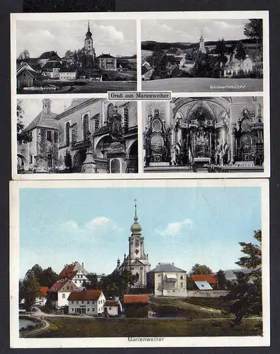 111547 2 AK Marienweiher Marktleugast Wallfahrtskirche Aussen Innenansichten 193