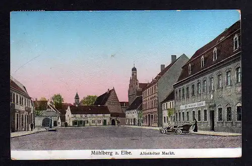 111989 AK Mühlberg Elbe Altstädter Markt 1917 Gasthof zum weissen Schwan