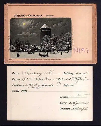 108644 AK Freiberg Sa. 1898 Glück Auf Donatsturm Winterbild Bestellnummer