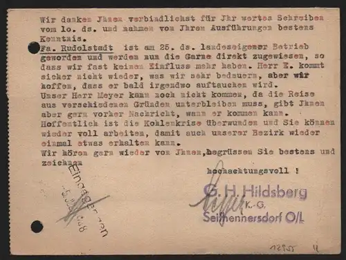 B12955 SBZ Postkarte Währungsreform Zehnfachfrankatur 1948 Seifhennersdorf 30.6.