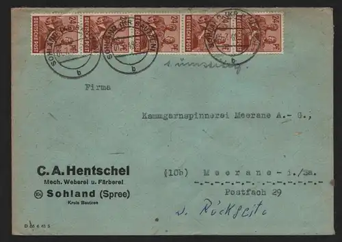 B12954 SBZ Brief Währungsreform Zehnfachfrankatur 1948 Sohland Kr. Bautzen