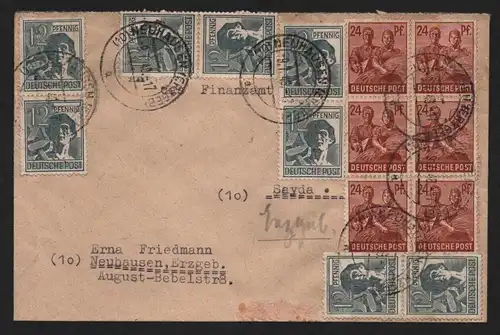 B12951 SBZ Brief Währungsreform Zehnfachfrankatur 1948 Neuhausen nach Sayda