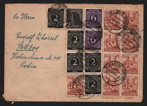 B12938 SBZ Brief Währungsreform Zehnfachfrankatur 1948 Stollberg Druckerzeichen