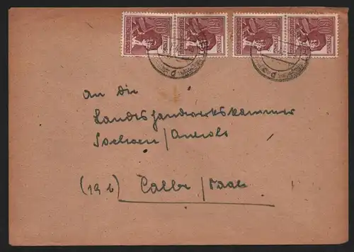 B12934 SBZ Brief Währungsreform Zehnfachfrankatur 1948 Staßfurt 4x 60 Pfg. MeF