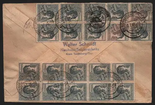 B12930 SBZ Brief Währungsreform Zehnfachfrankatur 1948 Sonneberg